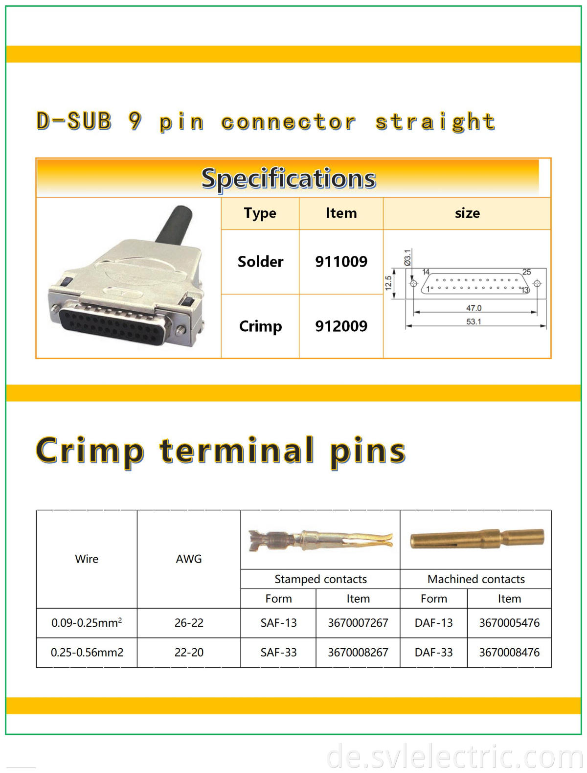 D-sub 25 pin female connector